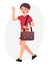 Cartoon character design male man with leather shoulder bag wave