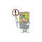 Cartoon character design of parking ticket machine rise up a broad