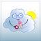 Cartoon character with donut and icecream. Cute Cloud in glasses illustration.