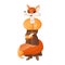 Cartoon character of elegant fox with chic handbag vector