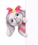 Cartoon character elephant with poster isolated 3d rendering