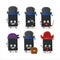 Cartoon character of empty battery with various pirates emoticons