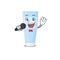 Cartoon character of eye cream sing a song with a microphone