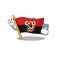 Cartoon character of flag angola Scroll speaking with phone