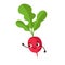 Cartoon character in the flat style. Cute funny radish with green tops