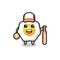 Cartoon character of fried egg as a baseball player