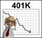 Cartoon character in front of a stock chart