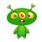 Cartoon Character Funny Alien with thee eyes. Vector Illustration.