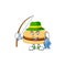 Cartoon character of funny Fishing brown alfajor