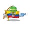 Cartoon character of funny Fishing flag ecuador design