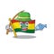 Cartoon character of funny Fishing flag ethiopia design