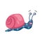 Cartoon character of funny snail or slug vector illustration isolated.