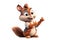 cartoon character funny squirrel pointing fingers at copy space on white isolated background. Generative AI illustration