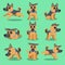 Cartoon character german shepherd dog poses