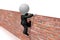 Cartoon character getting over the wall - 3D illustration