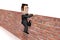 Cartoon character getting over the wall - 3D illustration