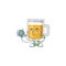 Cartoon character of glass of beer dedicated Doctor Work with stethoscope