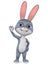 Cartoon character gray rabbit shows okay. 3d render illustration. Illustration for advertising