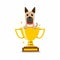 Cartoon character great dane dog with gold trophy cup award