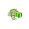 Cartoon character of happy brussels sprouts with gift box