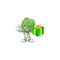 Cartoon character of happy endive with gift box