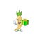 Cartoon character of happy salsify with gift box