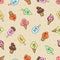 Cartoon character ice cream seamless pattern