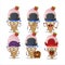 Cartoon character of ice cream strawberry with various pirates emoticons