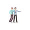 Cartoon character illustration of business friend helping each other. Business man helping to carry him friend who failed. Flat