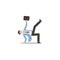 Cartoon character illustration of employee worker staff office doing break dance alone. Flat design isolated on white background.