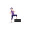 Cartoon character illustration of human action poses postures. Flat design of proud young woman concept isolated on white