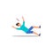 Cartoon character illustration of human action poses postures. Flat design of young man slipping and falling concept isolated on