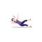 Cartoon character illustration of human action poses postures. Flat design of young woman slipping and falling concept isolated on