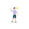 Cartoon character illustration of man thought. Flat design of young man thinking and getting new creative idea light bulb isolated