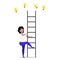 Cartoon character illustration of man thought. Flat design of young woman trying to catching new creative idea light bulb with