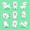 Cartoon character japanese spitz dog poses