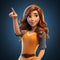 Cartoon Character Jessica Pointing In Cinema4d Style
