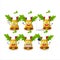 Cartoon character of jingle christmas bells with various chef emoticons