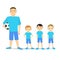 Cartoon Character Kids Football Team. Vector