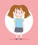 Cartoon character little girl with pony tails pupil school uniform