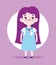 Cartoon character little girl pupil school uniform