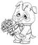 Cartoon character little romantic charming doggy with big eyes and round head in sneakers