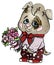 Cartoon character  little romantic charming doggy with big eyes and round head  in sneakers