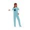 Cartoon character in medical scrubs, female Muslim doctor or nurse working in hospital