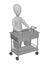 Cartoon character with medical table - cleaning