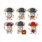 Cartoon character of milk mashroom with various pirates emoticons