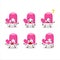 Cartoon character of new pink gloves with what expression