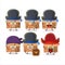 Cartoon character of office boxes with paper with various pirates emoticons