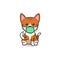 Cartoon character orange tabby cat wearing protective face mask