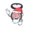 Cartoon character of pink blusher Santa with cute ok finger
